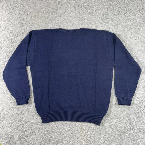 Ralph Lauren Crewneck Sweater Men's Large Navy Blue 100% Cotton VTG NWT